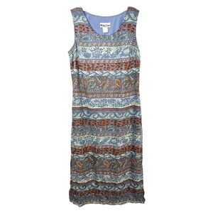 Michael Taylor Medium Maxi Dress Blue Paisley‎ Whimsigoth Fairy Y2K Beaded 1372